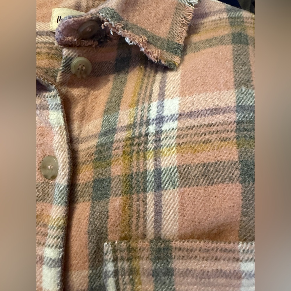 Peach Love California Plaid Button-Down Shirt Peach and Gray - Picture 5 of 10